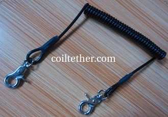 China Heavy duty thumb metal hooks 2pcs w/black security coil cord tethers as per custom size supplier