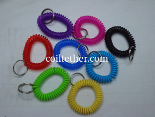 China Plastic colorful wrist coil wrist band key ring chain for outdoor sport w/split ring 25mm supplier