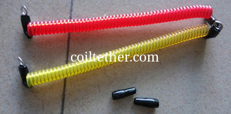 China Wire tool lanyard tether for anti-theft w/ring clip with black rubber sleeve plastic coils supplier