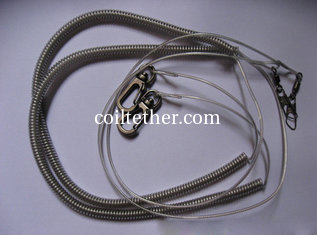 China Top quality stainless wire reinforced coil lanyard translcuent gray tackle spiral cord 8M supplier