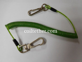China 2Meter Lobster Clasp Hook Transparent Green Flexible Toll Safety Line Coiled Lanyard Rope supplier