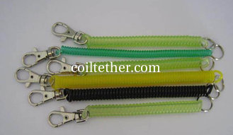 China Plastic Expandable Coil Key Holders Translucent Colors Thumb Hook and Small Split Ring supplier