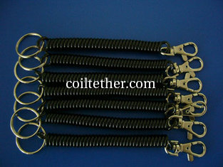 China Solid Black Plastic Spring Key Chain Strap Hot Sales for Attaching Bags Wallets ID Products supplier