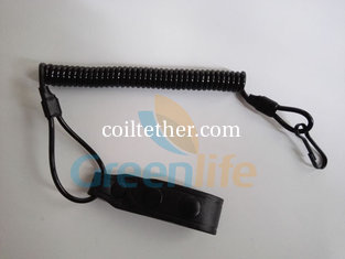 China New Arrival High Quality Retention Device Black Coiled Steel Cable w/Protective Leather Belt Secure to Pistol supplier