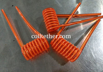 China Custom Orange TPU Coated White Plastic Cord Inside Spring Coil Tether Leash supplier