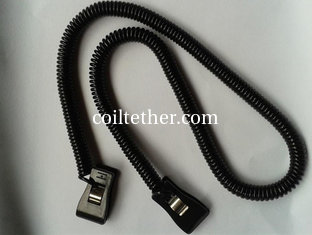 China Plastic 40cm Long Black Coiled Leash Connector w/2pcs Plastic Clip Ends supplier