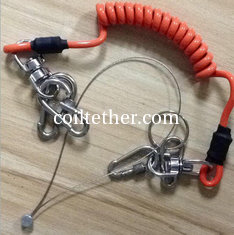 China Good Strong Carabiner Lock Coiled Lanyard Tether Protect Tools supplier