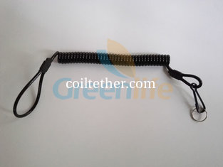 China Heavy Duty Reingforced Solid Balck PU Coated 4.0mmDia Wire 1.2mm Inside Steel Cable Lanyard Tether supplier