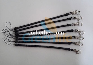 China Plastic Long Slim Coil Retainers w/Lobster Claw Key Clip and Nylon Short String supplier
