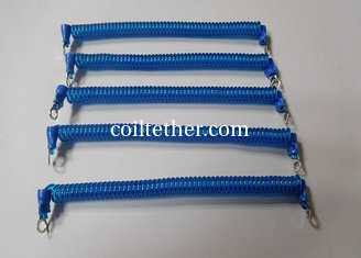 China Hot Selling 120MM Coil Length Blue Wire Coiled Tool Tether w/Eyelets 2PCS supplier