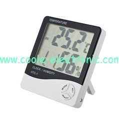 China Digital Temperature Humidity Meter with clock/indoor outdoor temperature humidity meter supplier