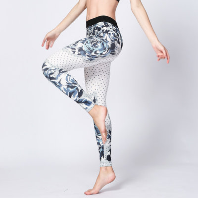 China CPG Global Women's Fitness Legging Sport Running Pants Yoga  Flower Print  and Black Spots Super Slim HK30 supplier