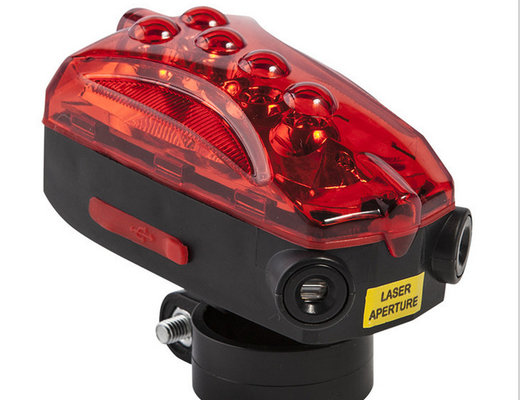 China Red USB Rechargeable Rear Bike Lights With 2 Laser Lanes Steady Flash Chasing supplier