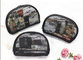 Portable small cosmetic bag girl web celebrity black double layer mesh transparent large capacity travel storage  bags supplier