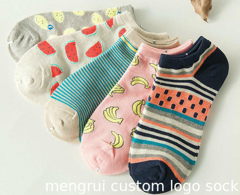 Custom logo, design cute embroidery printed cotton crew Socks
