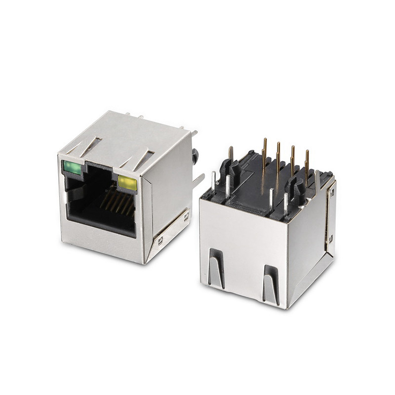 Good quality best selling Network Ethernet Female DIP type right angle RJ45 connector with led lamp