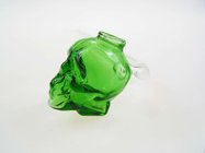 14cm Clean Tube with green skull head curved sweet puff glass pipes hand made Borosilicate glass bongs mini glass pipes