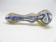 GRAV blue 4" Lab hand pipe spoon pipes Pyrex Glass Water Pipes  14  joint Fancy glass oil rigs hand blowing glass bongs