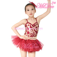 China Fancy Kids Dance Costumes Floral Sequin Dress Matching Tulle Tutu Skirt supplier
