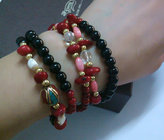 Fashion imitation of red coral bracelets mixed glass crystal 