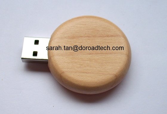 Wooden Round USB Flash Drives, 100% Original &amp; New Memory Chip DR-FS62
