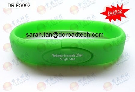 China Silicone Bracelet USB Flash Drives, 100% New and Original Memory Chip DR-FS092 supplier
