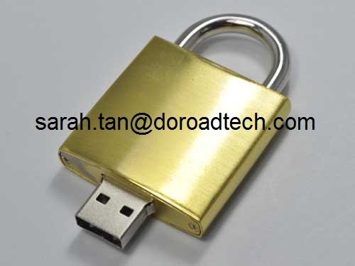 Lock Shaped Metal USB Flash Drives, 100% Original and New Memory Chip