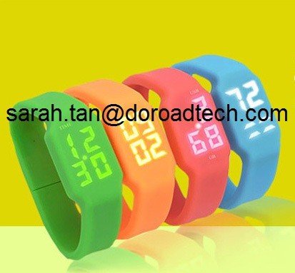 Gift Silicone LED Watch USB Flash Drive, Fashion Silicone Bracelet USB Pendrive