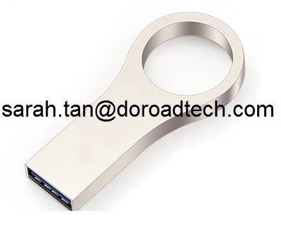 Real Waterproof Metal Silver USB Flash Drive Pen Drive with Key Ring