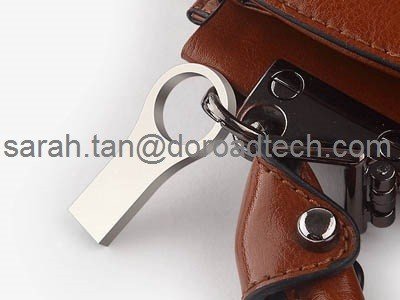 Real Waterproof Metal Silver USB Flash Drive Pen Drive with Key Ring U Disk
