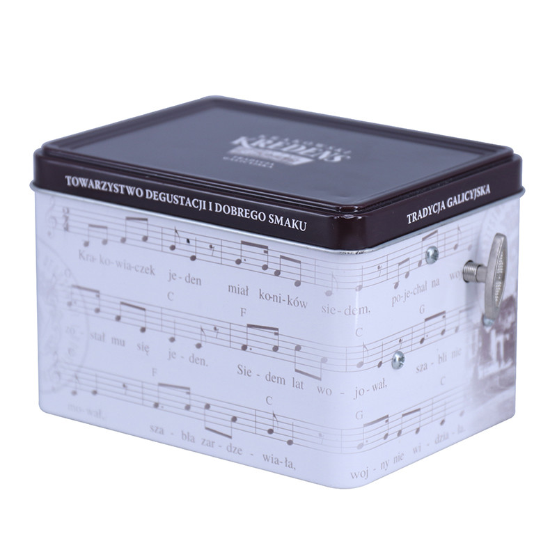 Music tin, tin box with music device, gift tin, decorative tin, metal packaging, promotional tin