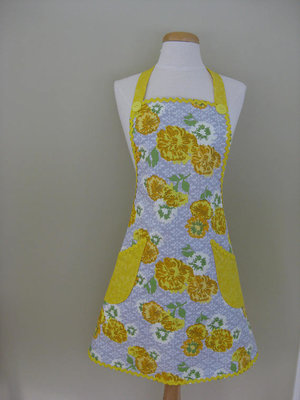 China Ladies Apron, Floral Apron, Kitchen Apron, Full Cooking Apron, Gift For Women, Yellow Apron, cooking Apron, Adult Aprons supplier