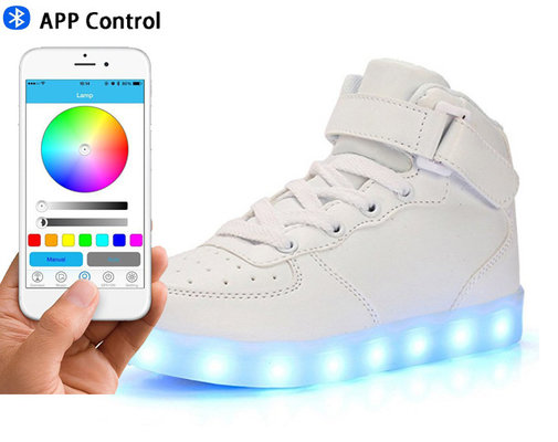 China Women Leather Led Fashion Shoes , High Top Electric Styles Led Shoes Sneaker supplier