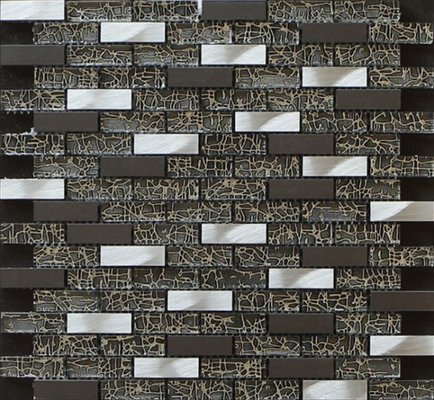 China 300x300mm glass and marble mosaic tile,aluminum strip mosaic,black color supplier