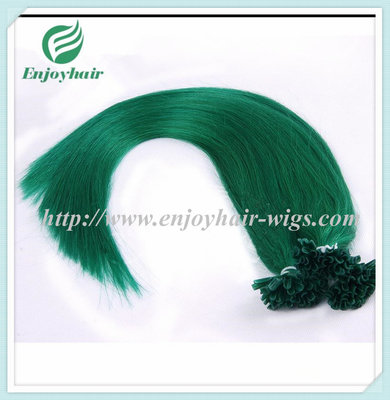 China Nail U-Tip Hair 10&quot;-28&quot; 100s/pack green#color Straight Human Hair malaysian hair extension supplier