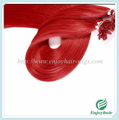 China Nail U-Tip Hair 10&quot;-28&quot; 100s/pack red#colorStraight Human Hair malaysian hair extension supplier