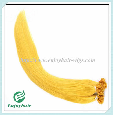 China Nail U-Tip Hair 10&quot;-28&quot; 100s/pack yellow#colorStraight Human Hair malaysian hair extension supplier