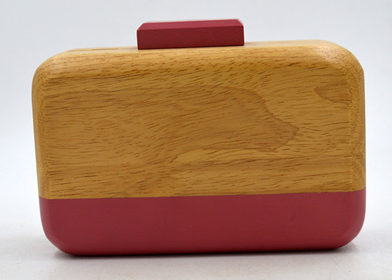 China Handmade Acrylic Splic Wooden Box Clutch Pink Stripe And Closure For Women supplier