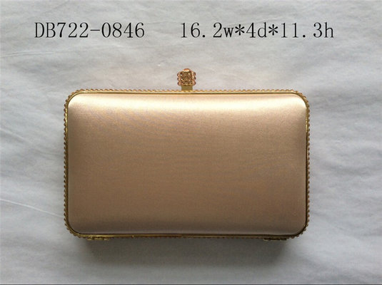 China Diamond Closure Black Satin Clutch Bag , Wedding Party Gold Box Clutch Bag supplier