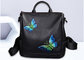 Fashion Institute Ladies Leather Backpack For Women , Butterfly Embroidery Printing supplier