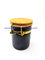 custom 150ML black BOROSILICATE glass jar WITH bamboo lid with gold clamp , gross and matt surfaces supplier