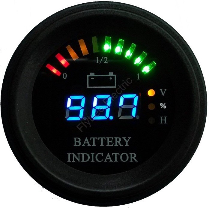 Round battery gauge Arc LED line 10 Bar Digital Battery Discharge Indicator electric LSV NSV golf carts 24V up to 200V
