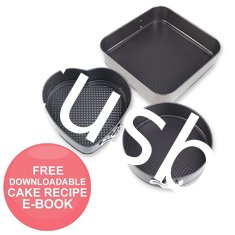 China Nonstick Bakeware Springform Pan Set Bundle with 10-Inch Square, 9.8-Inch Round, 8.6-Inch Heart Shaped Cake Pan supplier