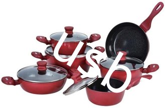 China 12pcs red italian prestige camping forged aluminum non-stick cookware set supplier