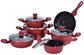 12pcs red italian prestige camping forged aluminum non-stick cookware set supplier