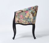 Elegant black oak  Wood Frame French Style Chair Crazy birds Fabric Antique Armchair Accent chair