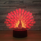Peacock 7 Colors Change 3D LED Night Light with Remote Control Idea For Christmas Gifts And Party Decoration