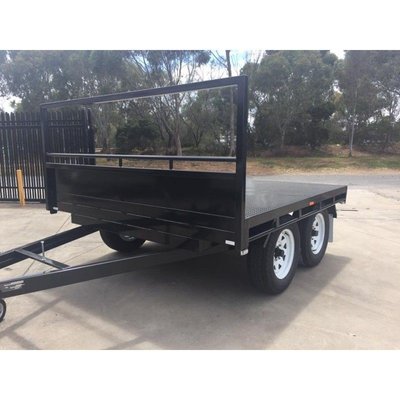 China Heavy Duty 14 x 7 Tray Top Trailer , Flat Utility Trailer With Full Length Side Tie Rails supplier