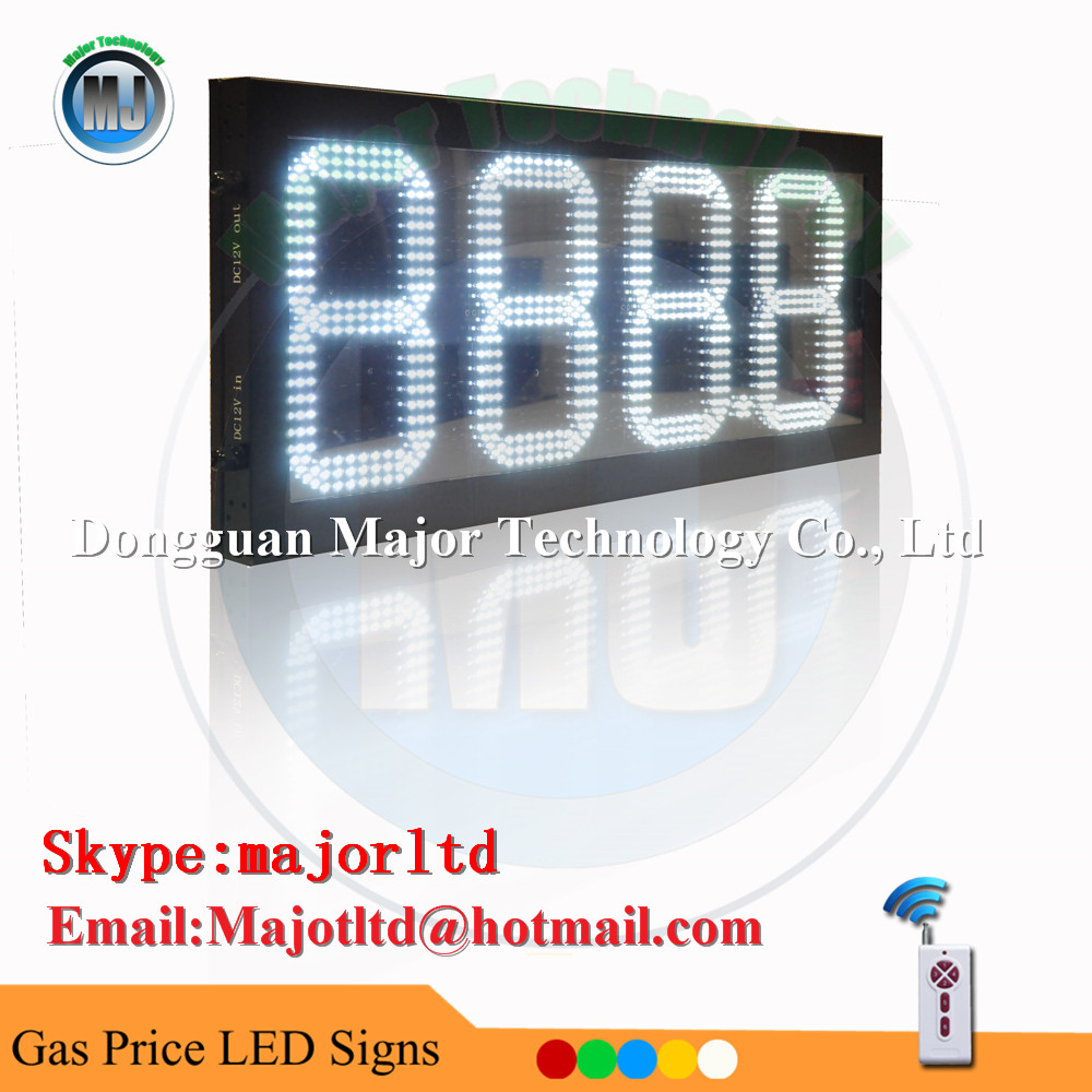 12 Inch High Brightness Outdoor Remote Control 888.8 White LED Gas Price Changer Sign