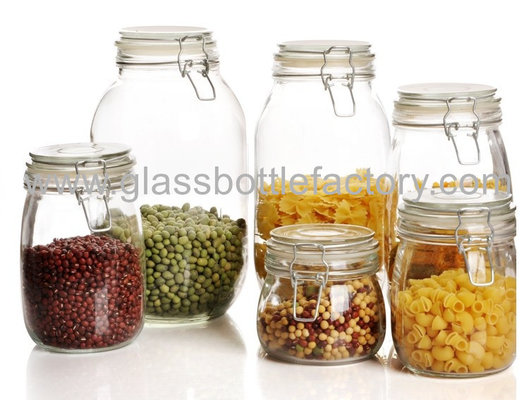 China Air Tight Clear Round Type Glass Jar For Food supplier